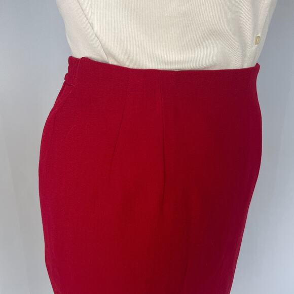 Vintage Mini Skirt Size 18W Red Solid Short Mini Worsted Wool Preppy Minimal 90s - Picture 3 of 11
